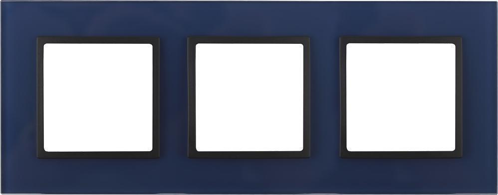 Рамка ЭРА Elegance трехместная универсальная стеклянная синий/антрацит  #1