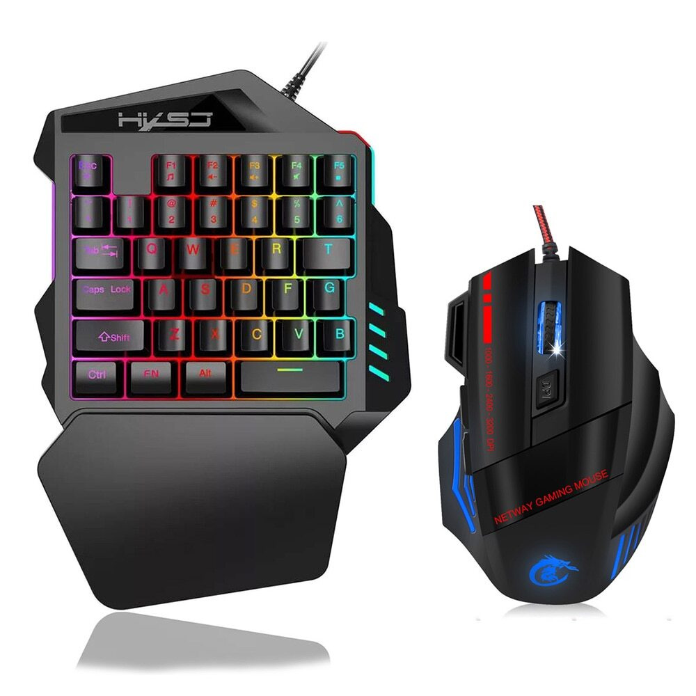 Одноручная игровая клавиатура с RGB-подсветкой и мышью для ПК-геймеров для  Xbox X PS5 PS4 купить по выгодной цене в интернет-магазине OZON (490916027)