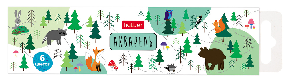 Краски акварельные Hatber медовые 6 цветов Hatber Deep Forest без кисти в картонном пенале  #1