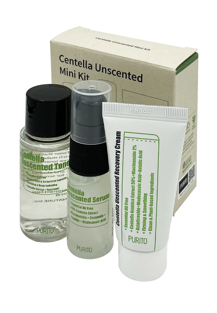 Purito Набор миниатюр для чувствительной кожи Centella Unscented Travel Mini Kit (тонер + сыворотка + #1