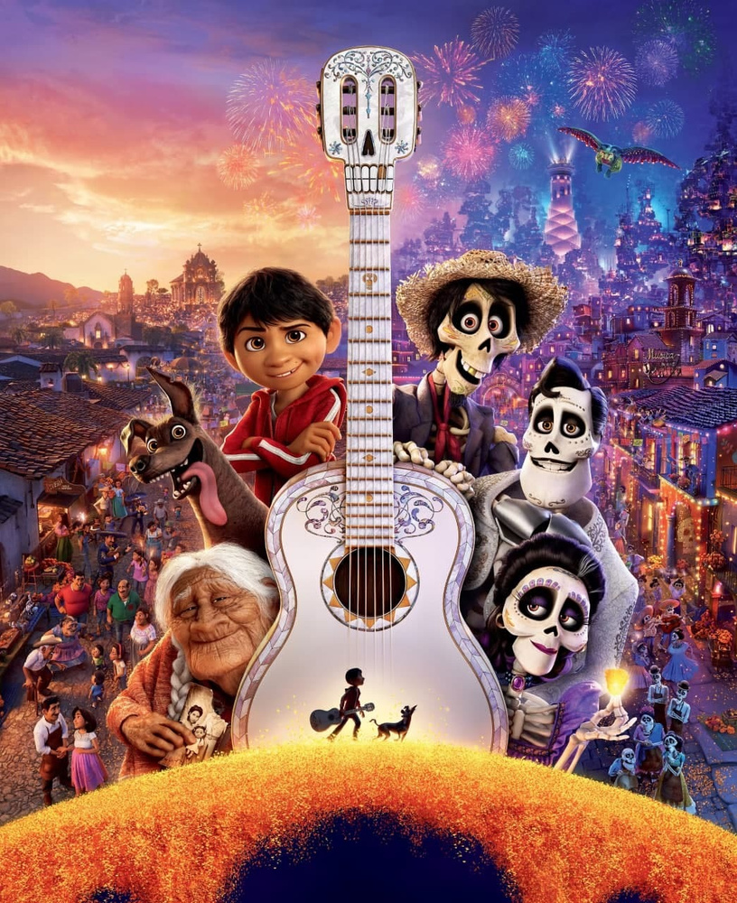 плакат, постер Тайна Коко (Coco, 2017г). На холсте размер 21х30см