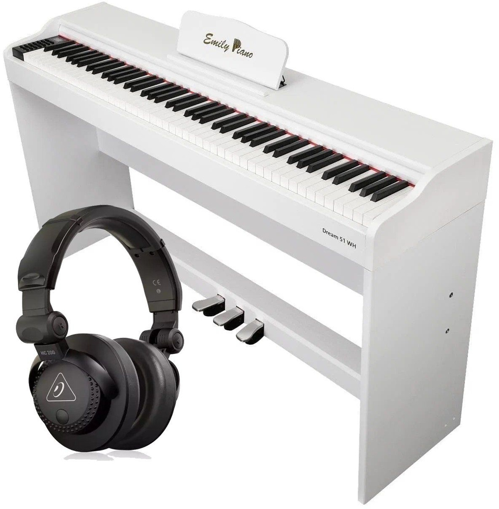 EMILY PIANO D-51 WH - Цифровое фортепиано со стойкой и наушниками BEHRINGER  HC 200 в комплекте - купить с доставкой по выгодным ценам в  интернет-магазине OZON (695736370)