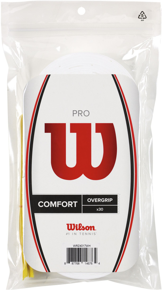 Обмотка для теннисной ракетки Wilson Pro Overgrip, 30 шт, белая ...