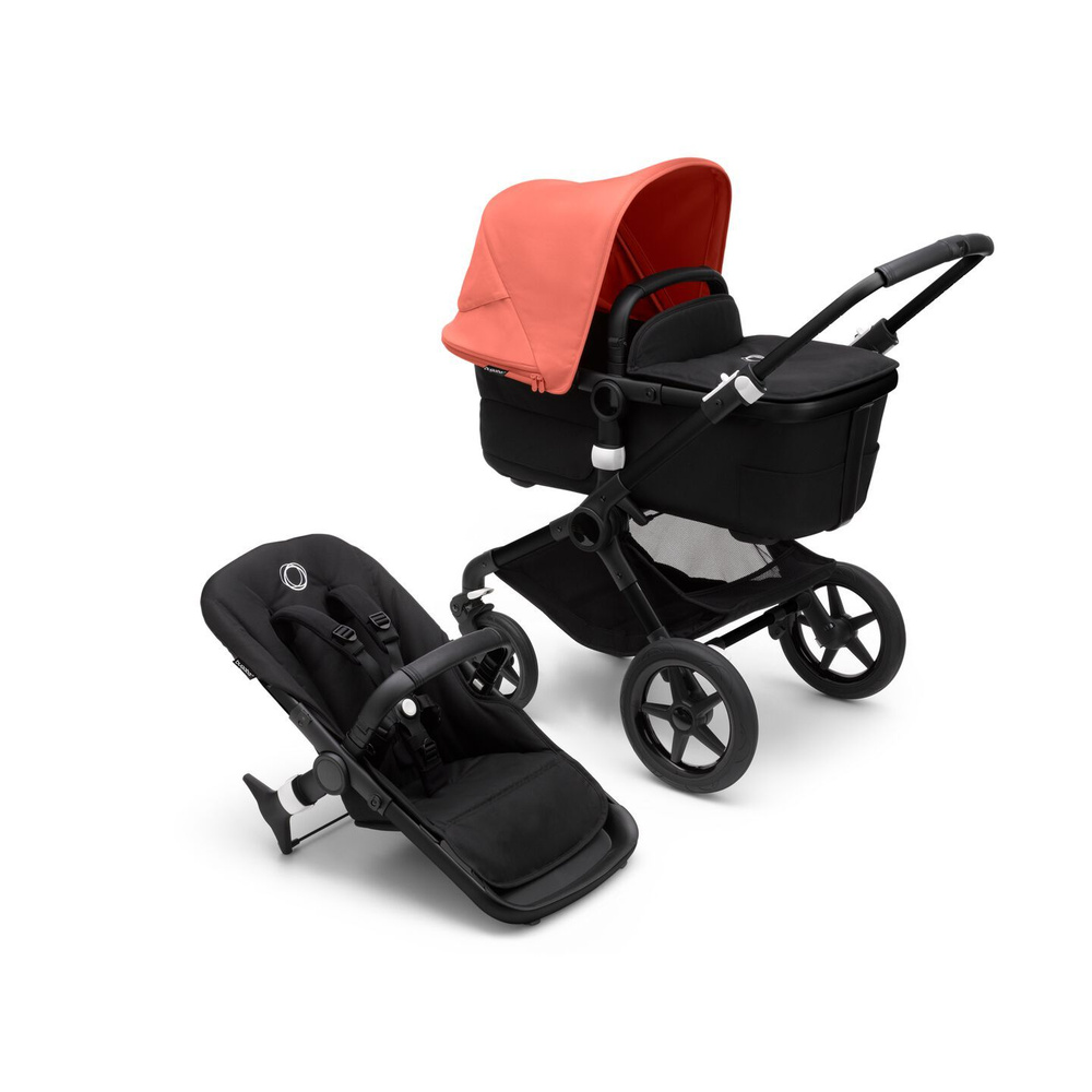 Коляска Bugaboo Fox 3 Black/Midnight black/Sunrise Red (красный капор) #1