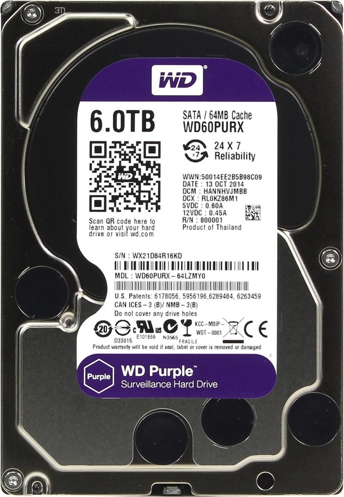 Western Digital 6 ТБ Внутренний жесткий диск  WD60PURX (WD60PURX)  #1