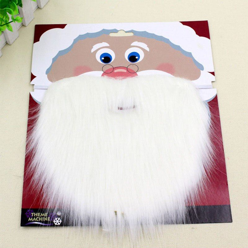 Борода карнавальная "Дед мороз"белая на резинке /борода накладная/новый год/  #1