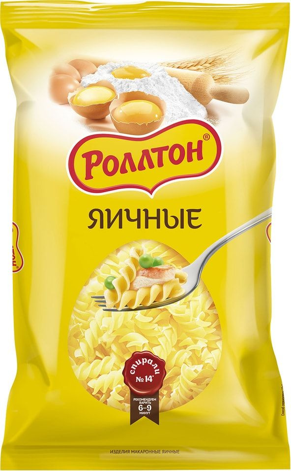 Макароны Роллтон Спирали яичные №14 400г - купить с доставкой по ...