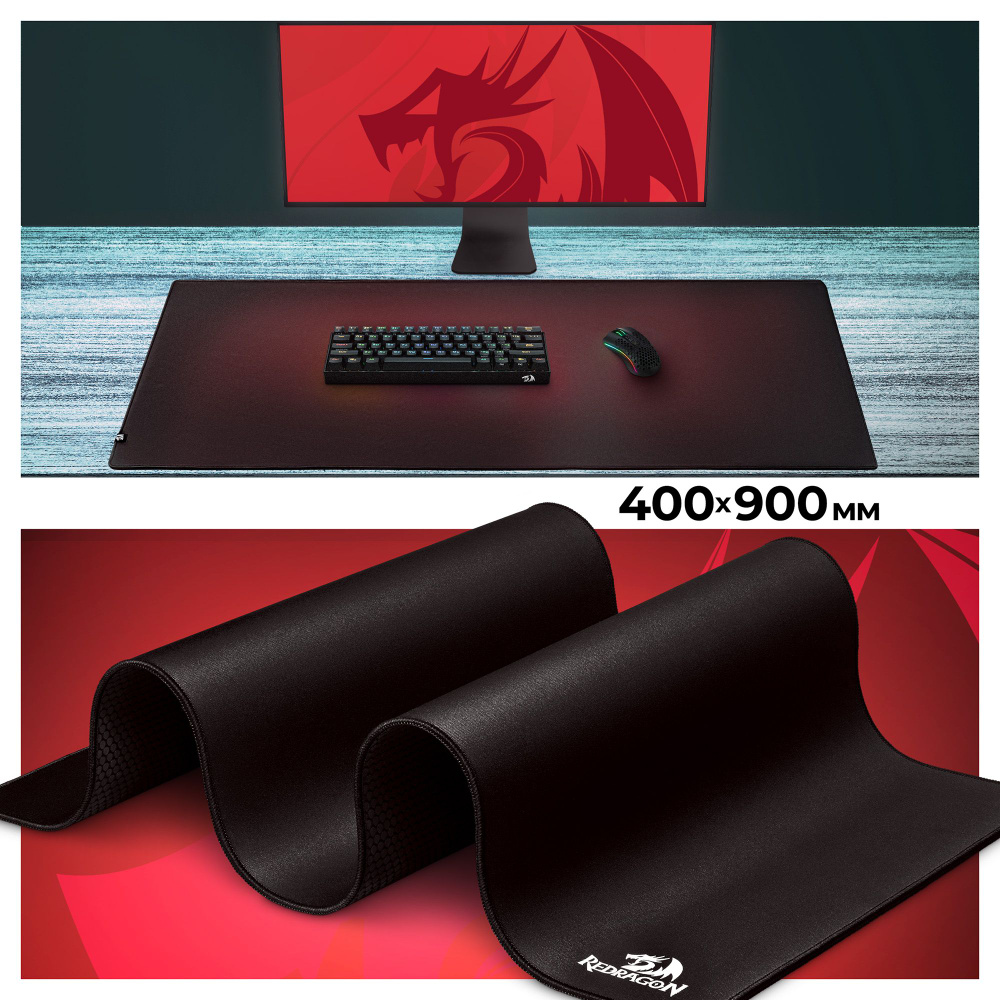 Игровой коврик для мышки большой Redragon Flick XL 400х900х4 мм ткань ...