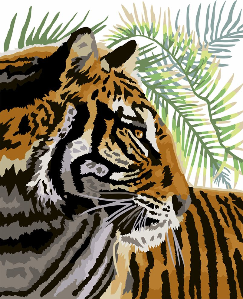 Картина по номерам на холсте ТРИ СОВЫ "Тигриный профиль", 40*50, с акриловыми красками и кистями  #1