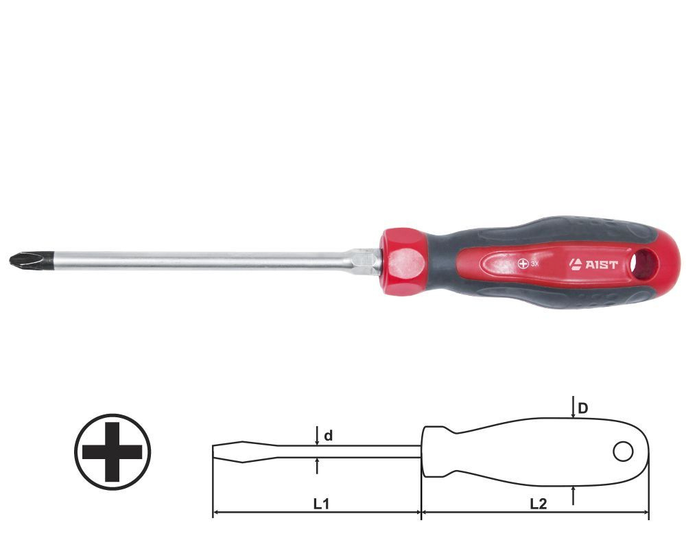 Отвертка крестовая PH3 150мм силовая под ключ AIST 82061503PL крестообразная PHILLIPS РН3  #1