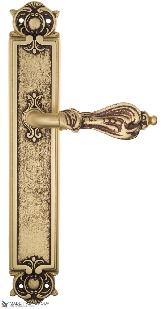 Дверная ручка на планке Venezia FLORENCE PL97 французское золото + коричневый  #1
