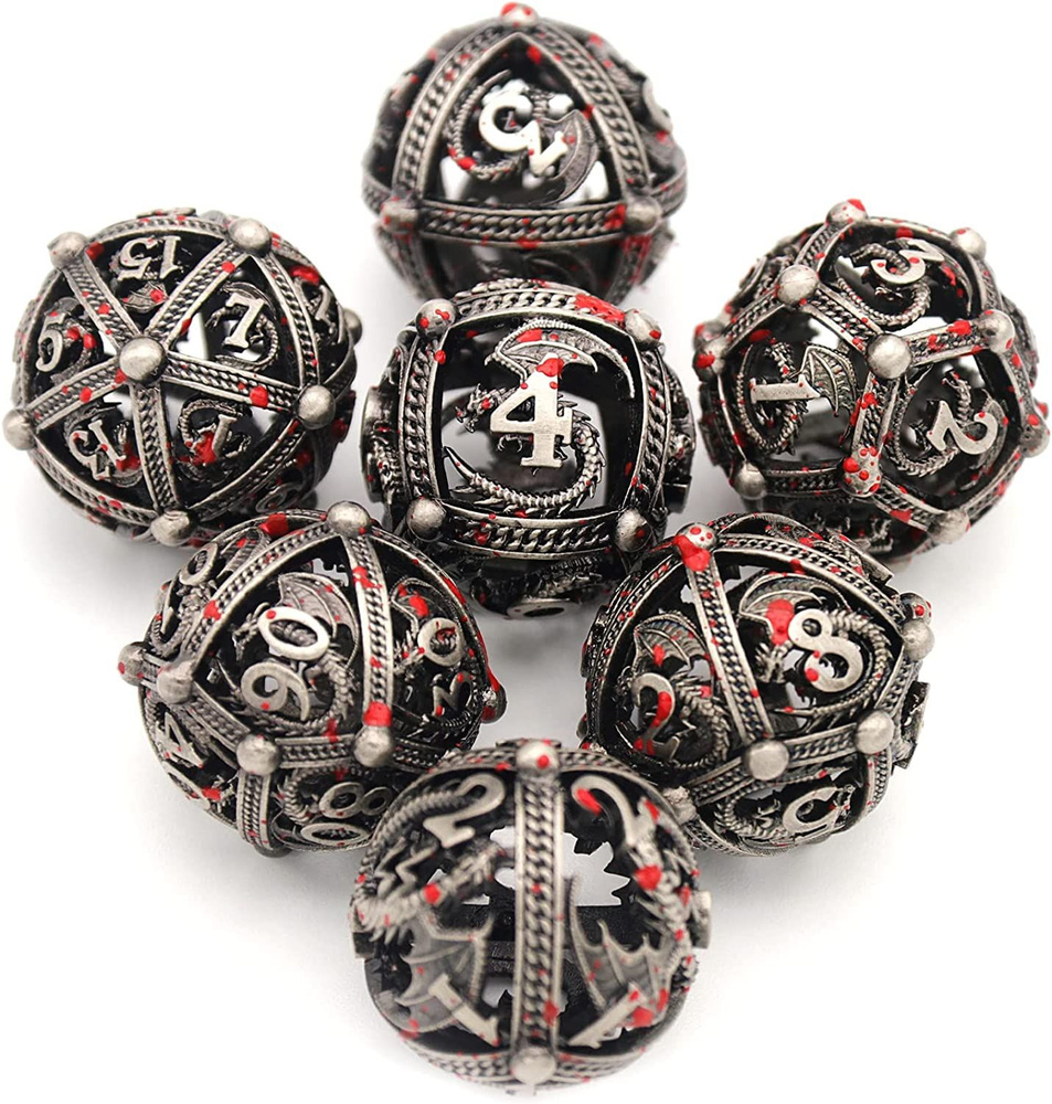 Набор кубиков DND, набор многогранных кубиков D&D Metal Ball Hollow Game D  and D Dice для ролевых игр Dungeons and Dragons RPG MTG Pathfinder ...