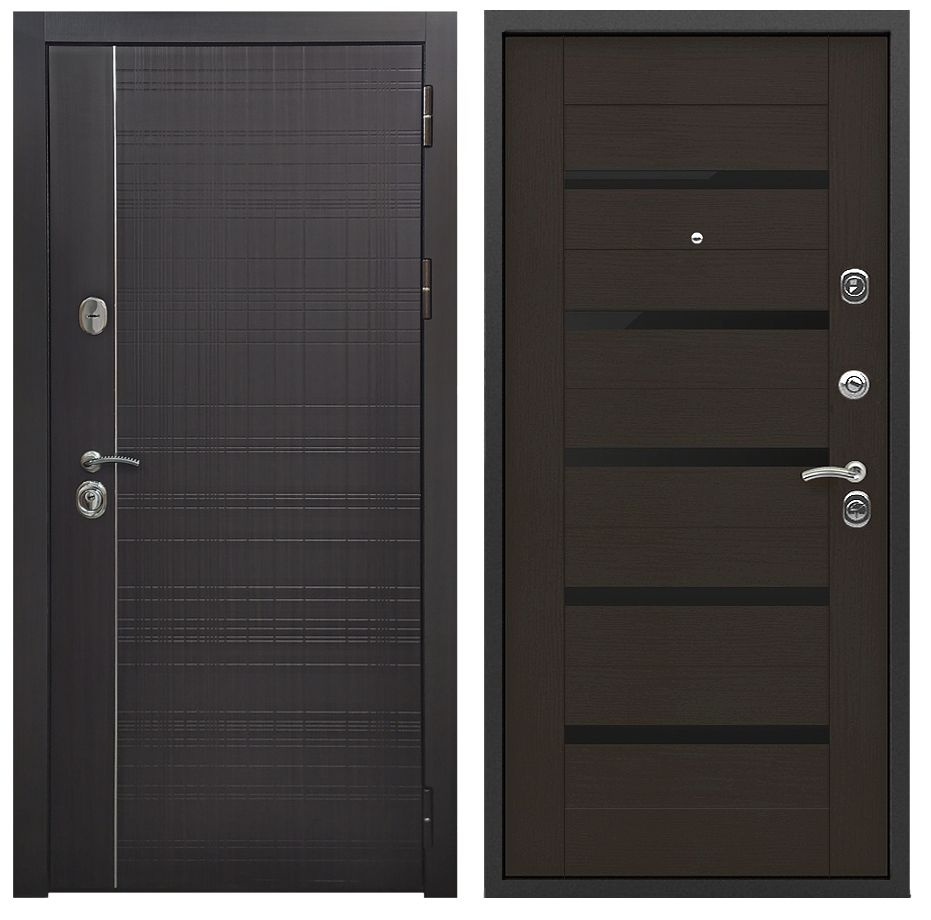 Входная металлическая дверь для квартиры ДПБ "Техно New СБ-венге (черное стекло)", 960х2050, тепло-шумоизоляция, #1