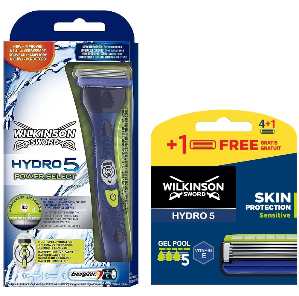 Wilkinson Sword Hydro5 Power Select / Станок бритвенный (3 режима вибрации) с 1 кассетой и батарейкой #1