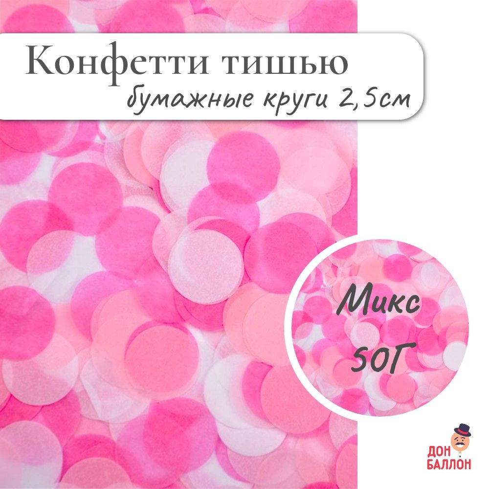 Конфетти Круги розовые, тишью 50г/ Конфетти для праздника  #1