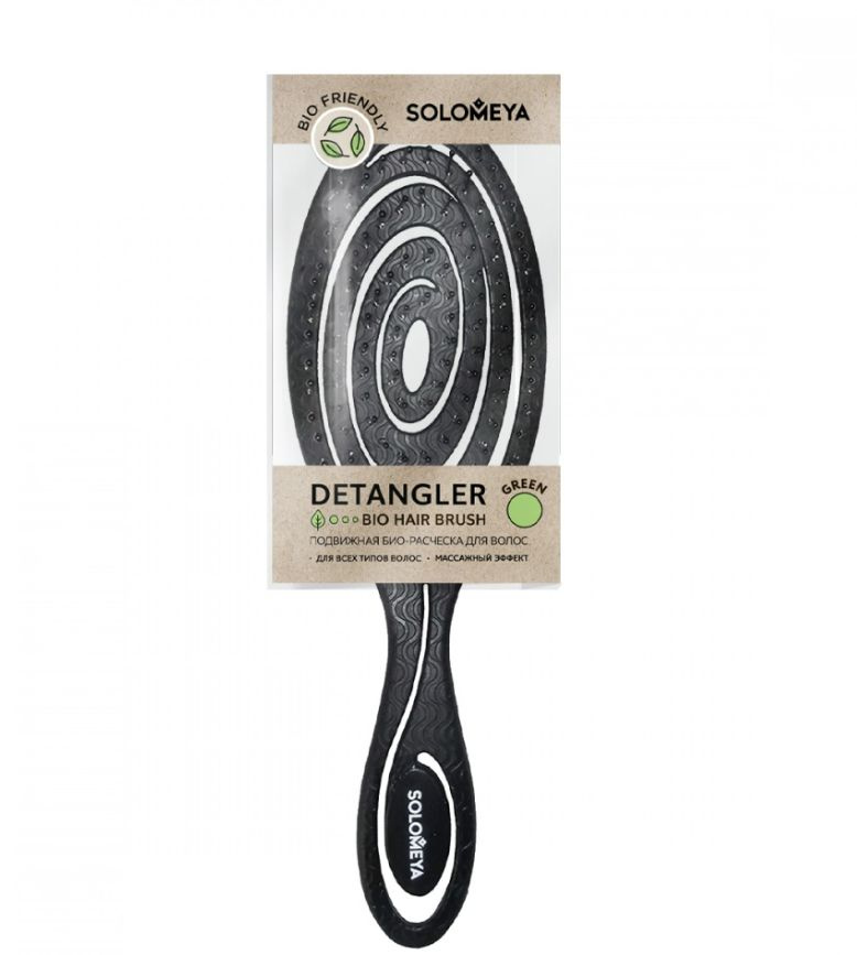Solomeya Массажная био расческа для волос Scalp Massage Bio Hair Brush, цвет черный. купить с
