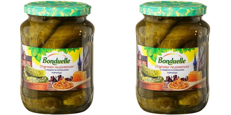 Bonduelle Овощные консервы Огурчики по-дижонски с медом и семенами горчицы, 720 мл, 2 шт  #1