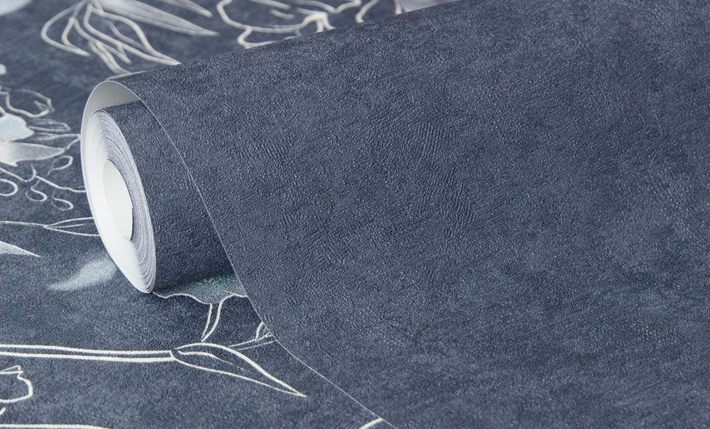 Обои виниловые на флизелине темные 70473-64 синие метровые в спальню ...