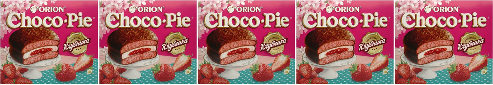 Пирожное Choco Pie Клубника, комплект: 5 упаковок по 360 г #1
