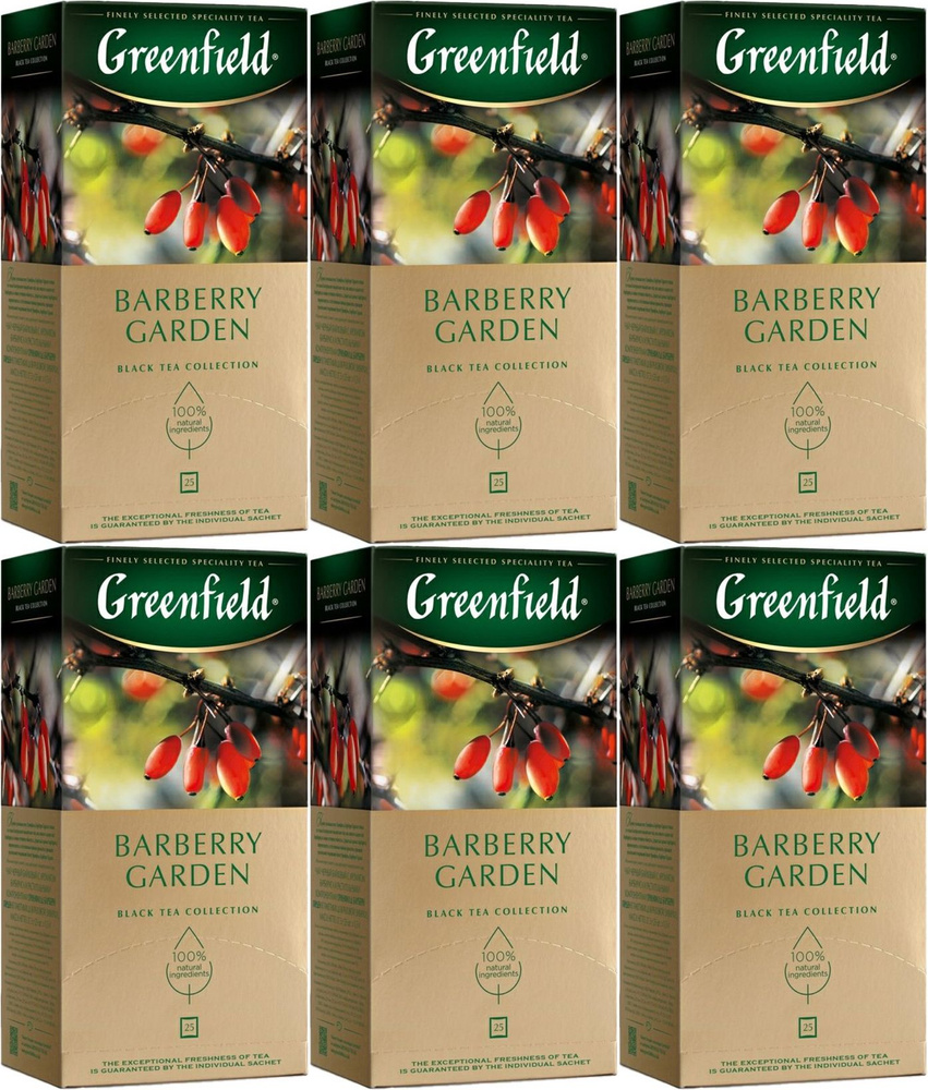Чай черный Greenfield Barberry Garden в пакетиках 1,5 г 25 шт, комплект: 6 упаковок по 37.5 г  #1