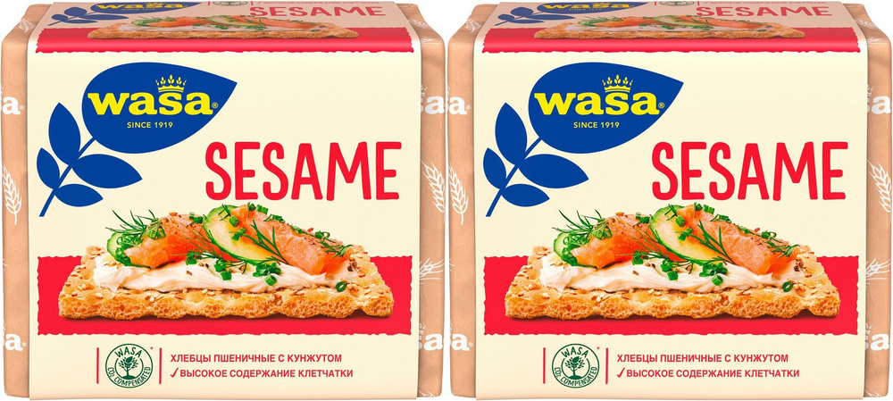 Хлебцы пшеничные Wasa Sesame с кунжутом, комплект: 2 упаковки по 200 г  #1