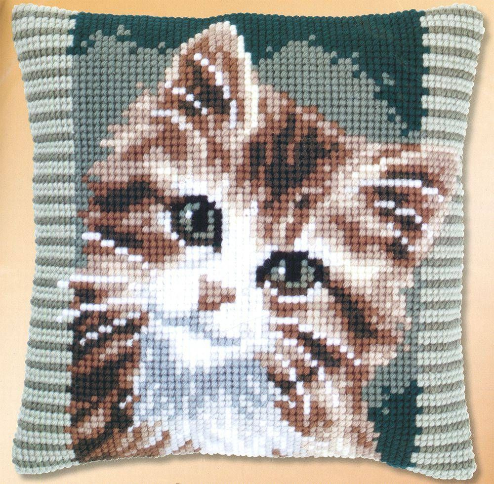 Набор для вышивки Vervaco "PN-0149856 Коричневая полосатая кошка (Vervaco)" / Счетный крест / Животные, #1