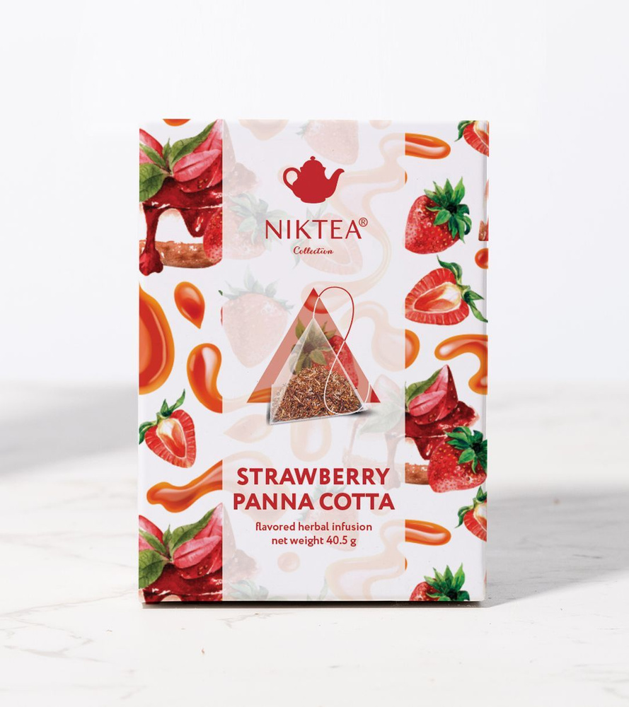 Чай в пирамидках травяной NIKTEA Клубничная Панна-Котта, ароматизированный, 15 шт  #1