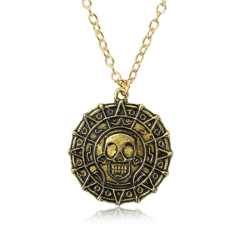 Кулон подвеска Пираты Карибского моря медальон золотая монетка  #1