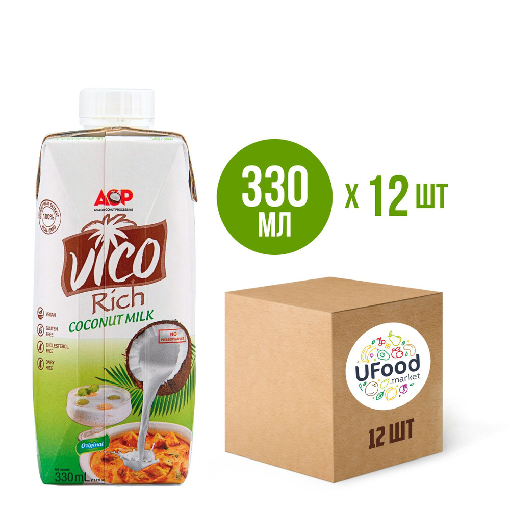 Органическое кокосовое молоко ACP VICO Rich, 330 мл / 12 шт #1