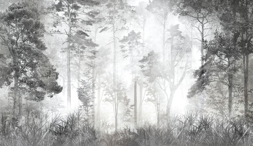 Фотообои GrandPik 10257 "Лес в тумане", 350х200 см(Ширина х Высота)  #1