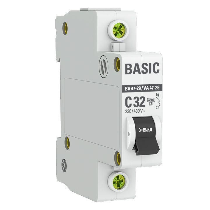 Выключатель автоматический модульный 1п C 32А 4.5кА ВА 47-29 Basic EKF mcb4729-1-32C  #1