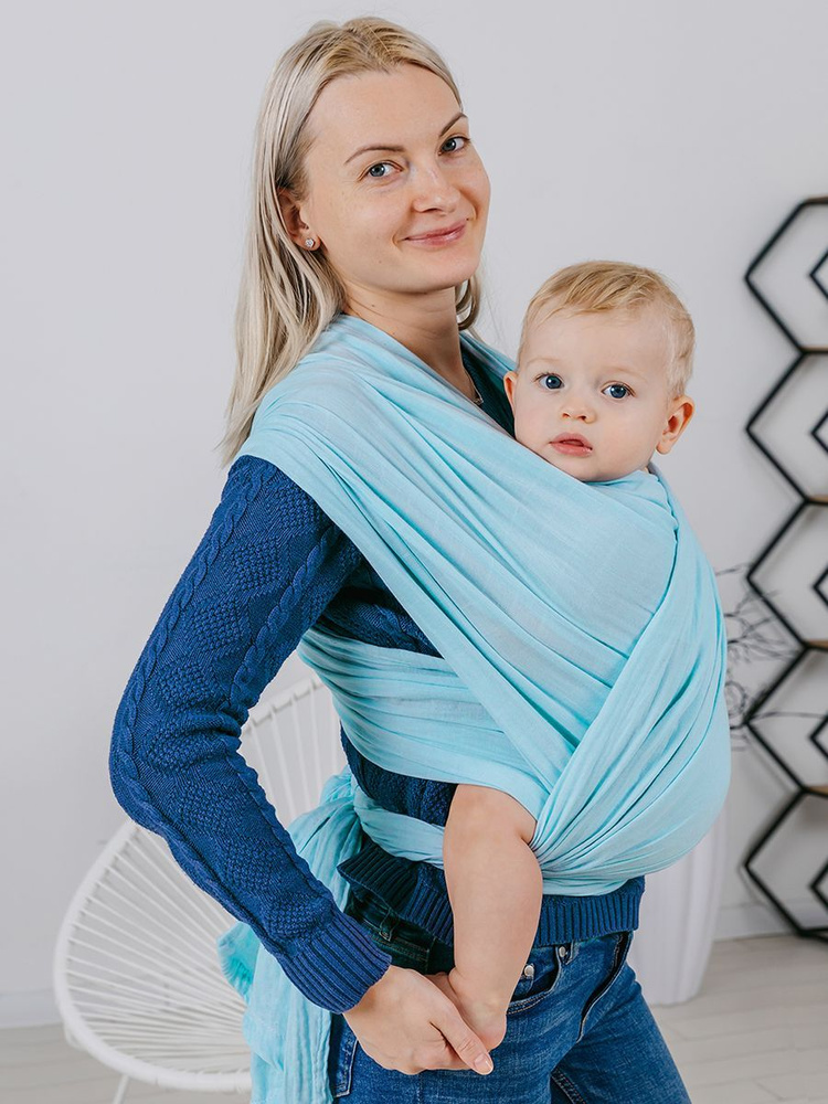 Слинг шарф для новорожденных детей inlovery Muslin голубой / слинг-шарф 0+ с рождения муслин 5 м  #1