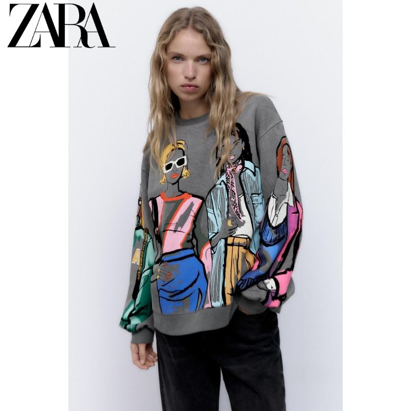 Zara girl print sweatshirt sale