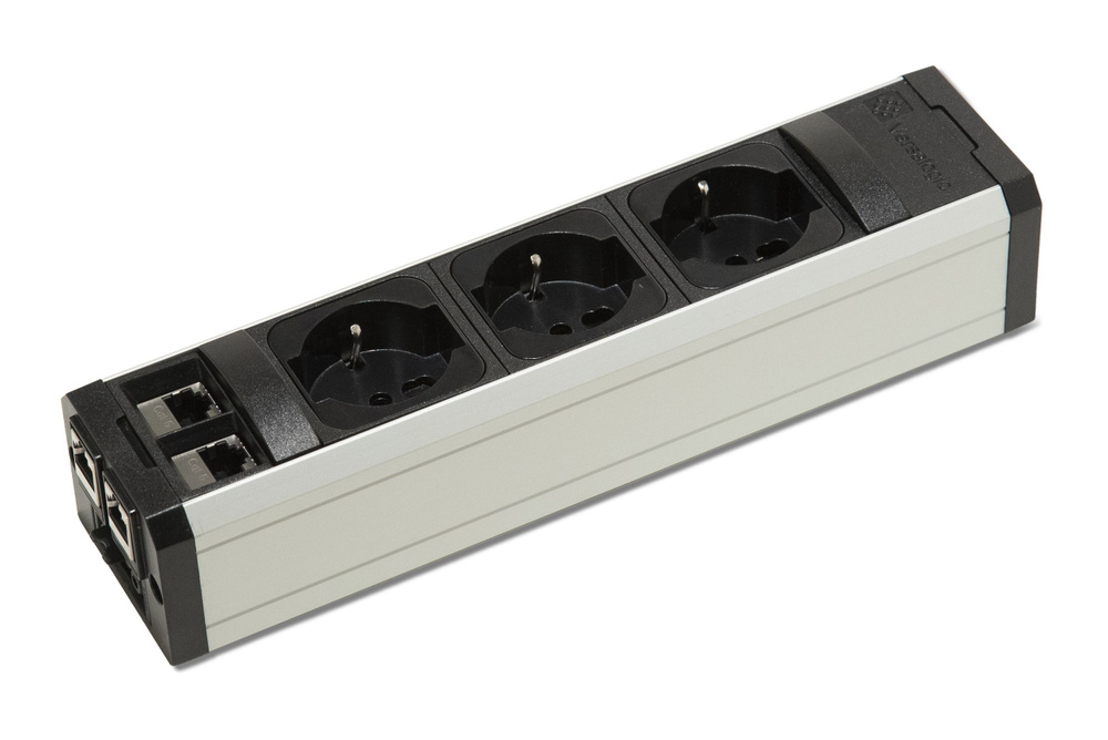 Розеточный блок VersaTek из 3 силовых розеток, 2 сетевых выходов RJ45 ...