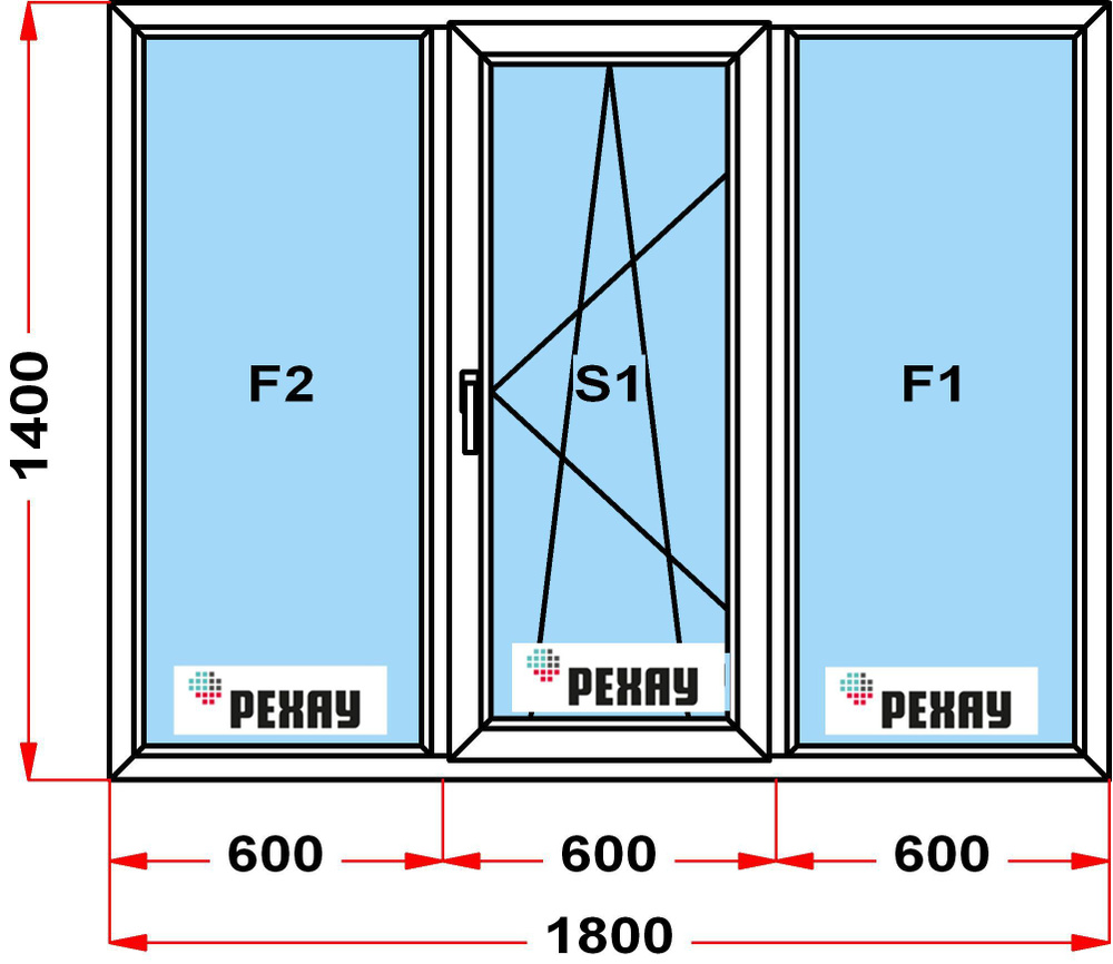 Окно пластиковое, профиль РЕХАУ GRAZIO (1400 x 1800) , с поворотно-откидной  створкой, стеклопакет из 3х стекол - купить по выгодной цене в  интернет-магазине OZON (881235496)