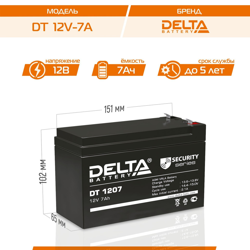 Аккумулятор delta dt 12в 7ач. Аккумулятор delta dt 12в 7ач