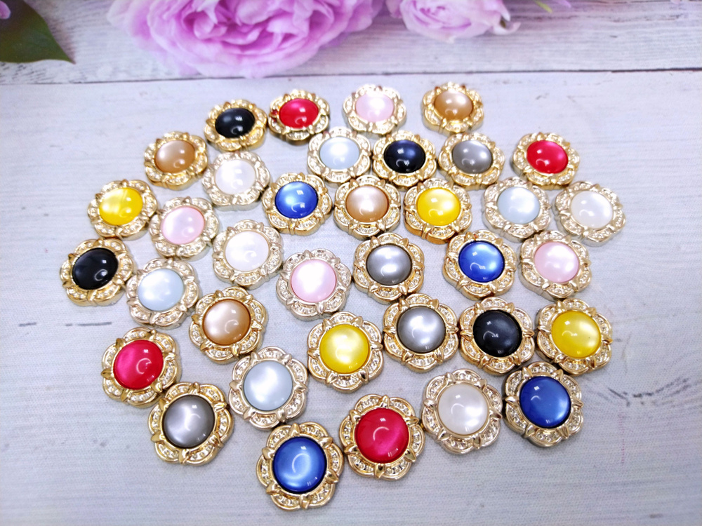 Кабошоны декоративные в наборе 18мм. цвет микс, пластик (36шт ...