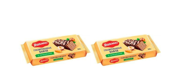 Яшкино Вафли Глазированные "С орешками" 200 гр/уп, 2 уп - купить с ...