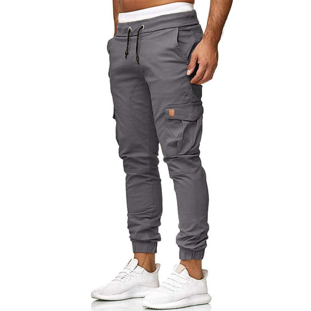 Solid Drawstring Cargo Jogger Pants