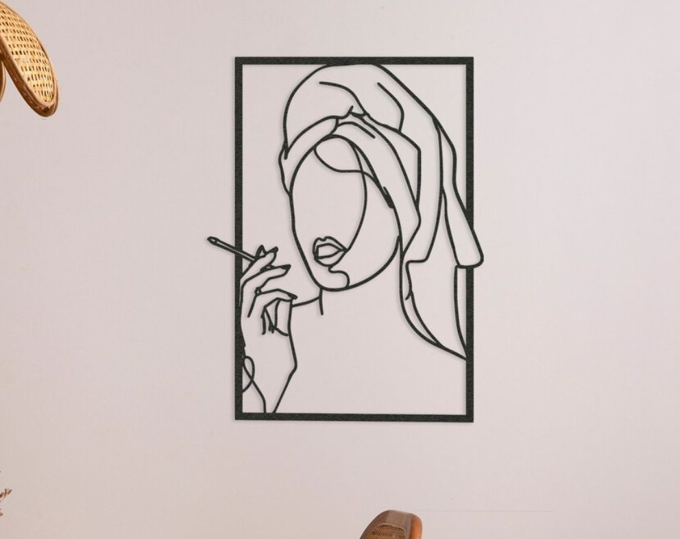 Панно 60х40 см "Эстетика Девушка" декоративное настенное чёрное, декор на стену, картина  #1