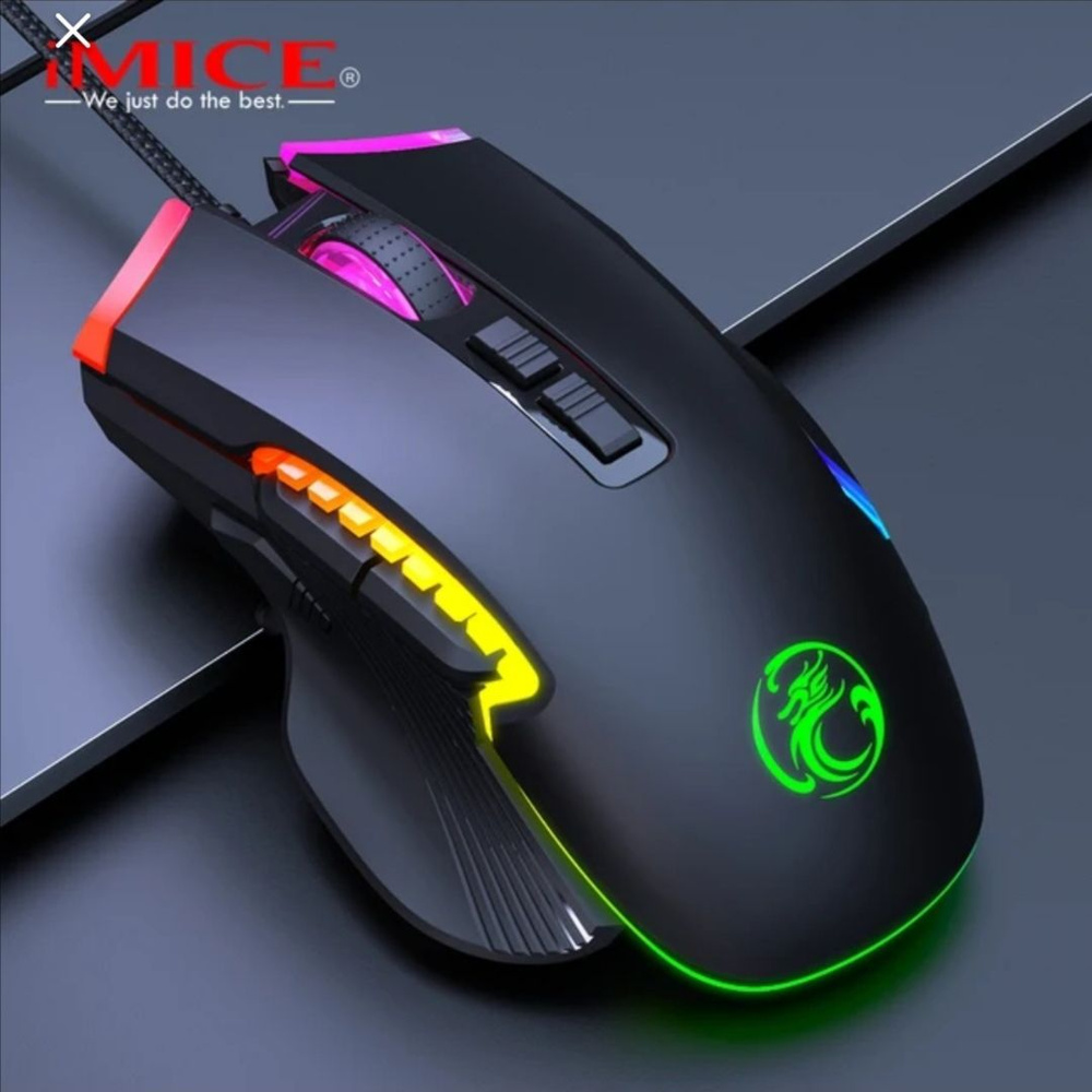 Проводная программируемая игровая мышь IMICE T70 с подсветкой RGB, DPI  7200, 8 кнопок