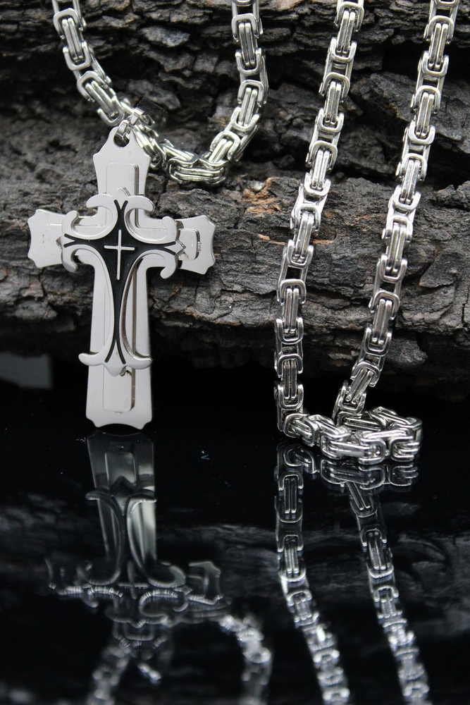 Цепочка с крестиком бижутерия на шею крест на цепи из стали - купить с ...