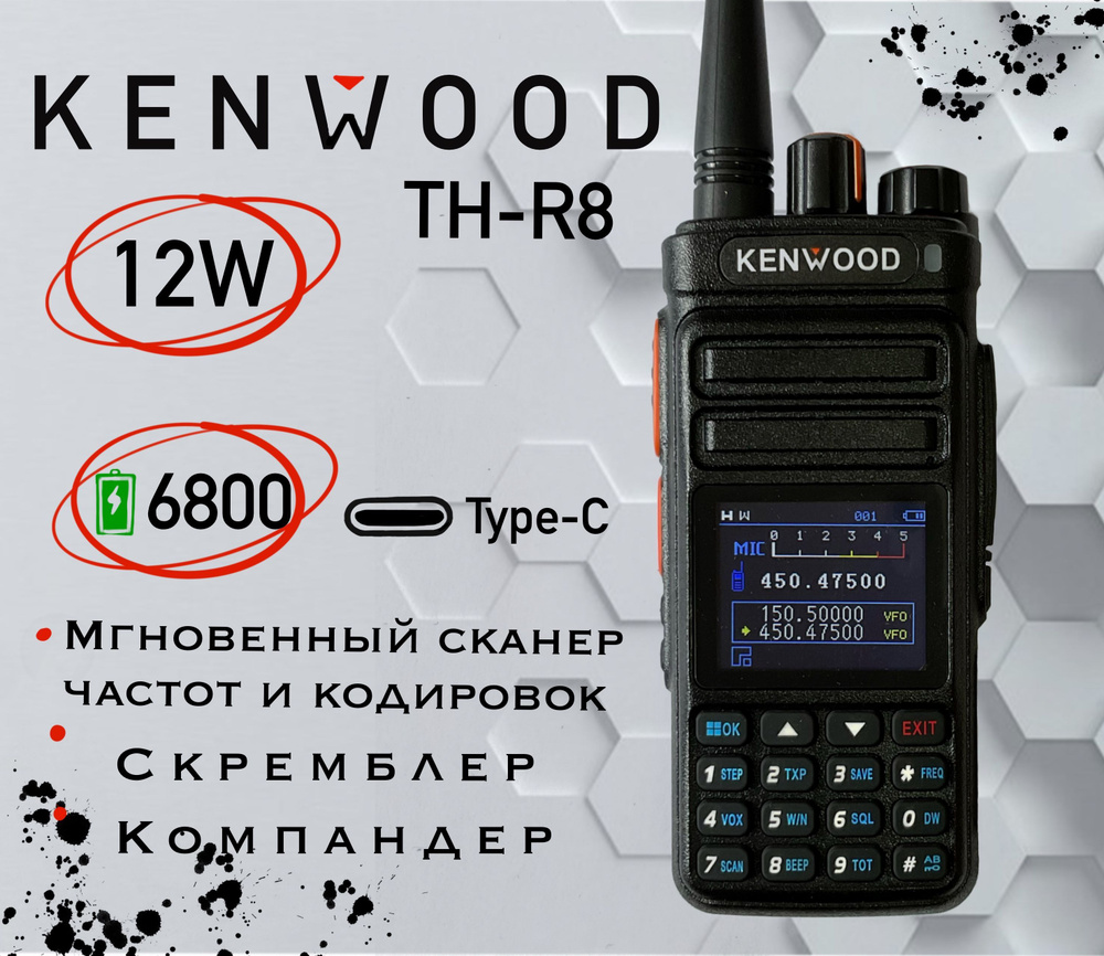 Радиостанция Kenwood TH-R8 Dual, 500 каналов - купить по доступным ценам в  интернет-магазине OZON (1083389706)