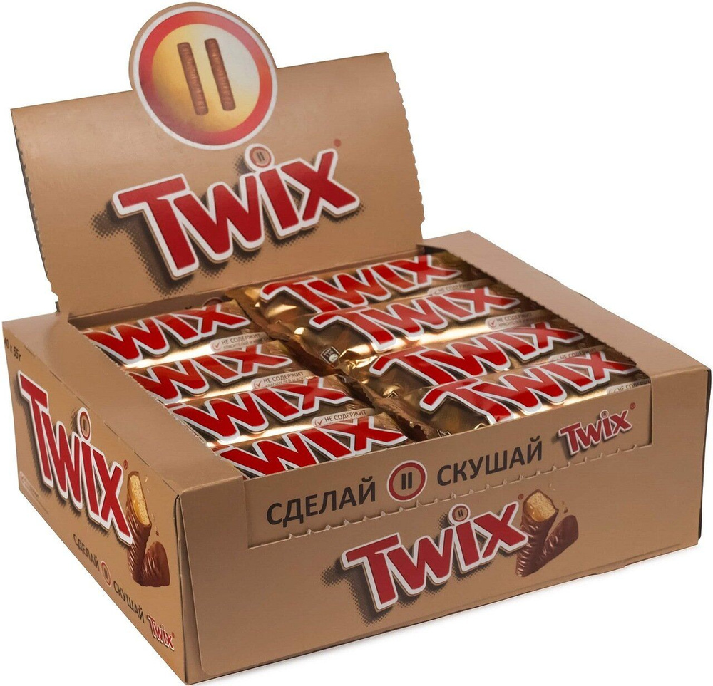 Шоколадный батончик Twix, 40 шт по 55 г / Печенье, шоколад, карамель -  купить с доставкой по выгодным ценам в интернет-магазине OZON (142796767)
