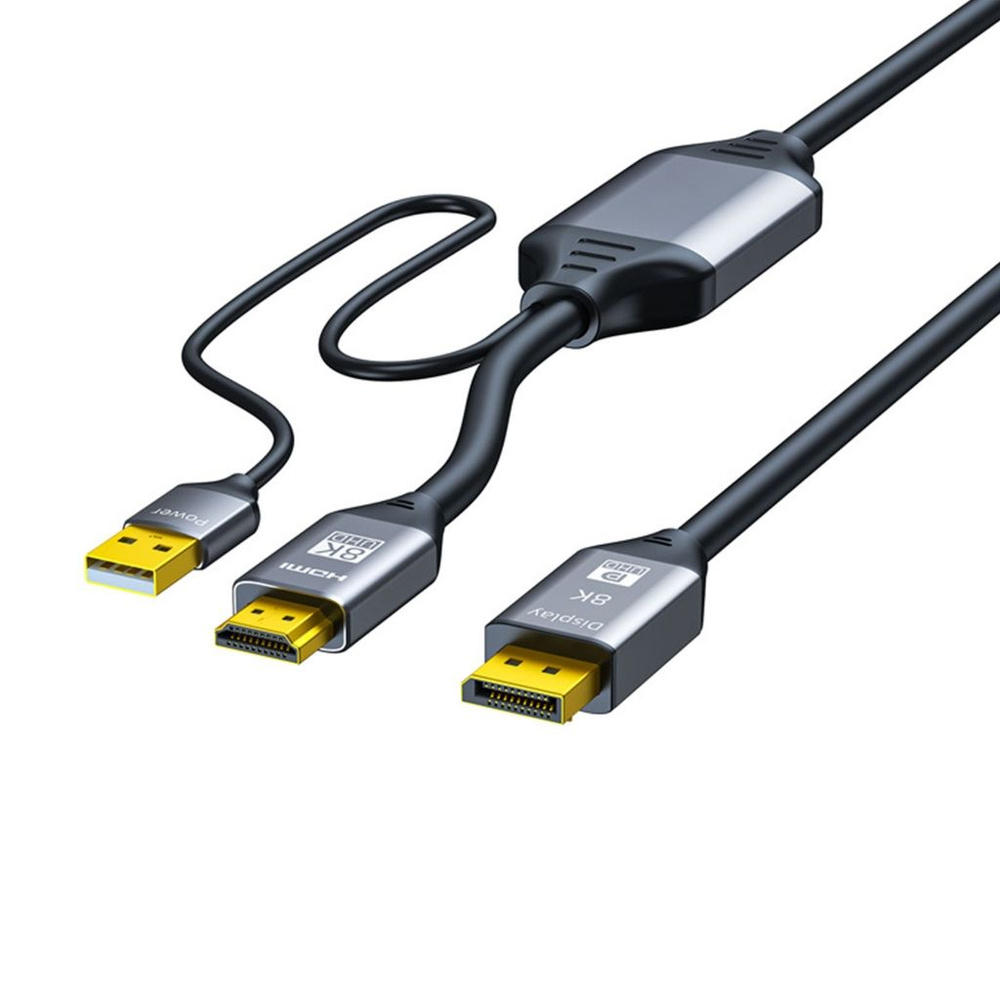 Переходной кабель HDMI-совместимый с разъемом DisplayPort 8K30 Гц Питание  от USB для высококачественного преобразования видео Подключение или шнур -  купить с доставкой по выгодным ценам в интернет-магазине OZON (1471862726)