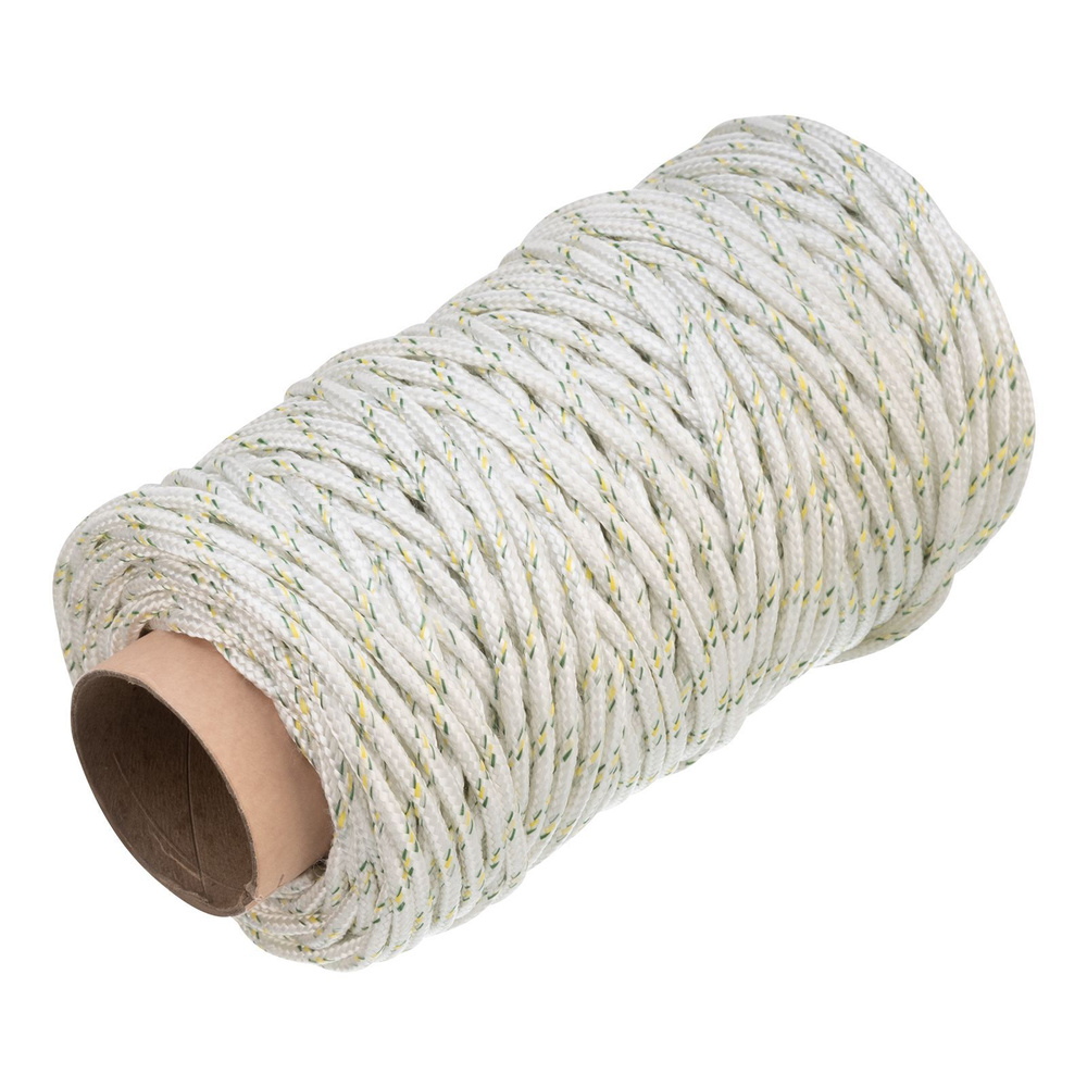 Шнур плетеный СИБРТЕХ, капроновый с сердечником, 6 мм, L 100 м, 16-прядный, фал, 93969  #1