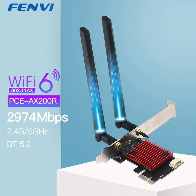 Wi-Fi Сетевая Карта Для ПК Fenvi PCE-AX200R 2974 Мбит Blutetooth 5.2 с ...