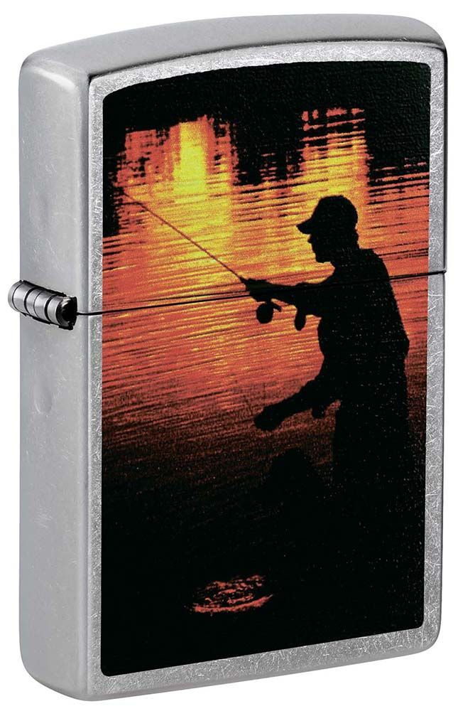 Зажигалка бензиновая ZIPPO 207 FISHERMAN серебристая кремниевая  #1