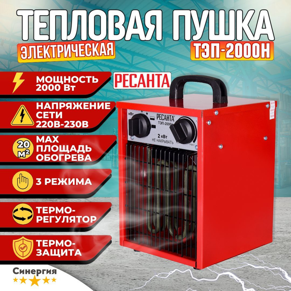 Тепловая электрическая пушка Ресанта ТЭП-2000Н Обогреватель .
