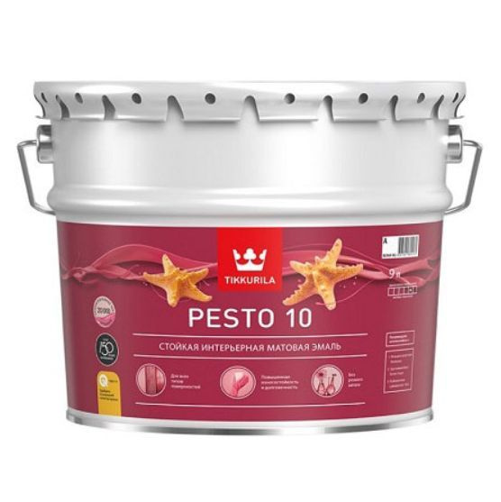 TIKKURILA PESTO 10 эмаль стойкая, алкидная, универсальная, матовая, база C (9л)  #1